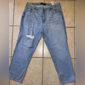 Ultra high rise stacked vintage straight jeans